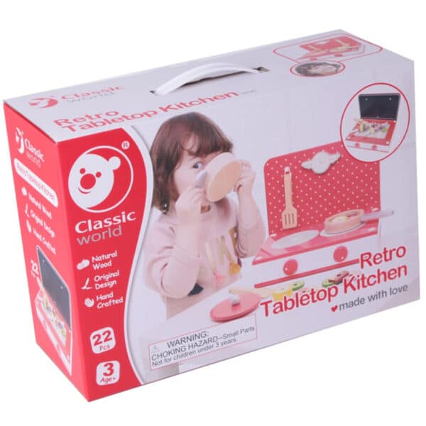 CLASSIC WORLD Drewniana Kuchnia 2w1 Grill + Kuchenka dla Dzieci 22el. - 005