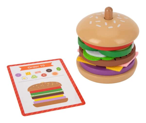 WOOPIE GREEN Drewniany Burger Restauracja Układanka dla Dzieci 15 el. Certyfikat FSC - 011