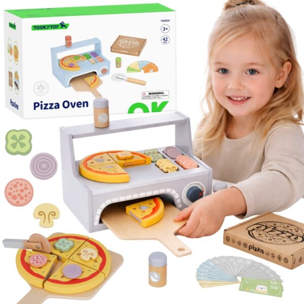 TOOKY TOY Pizzeria Drewniany Piec do Pizzy Akcesoria - 001