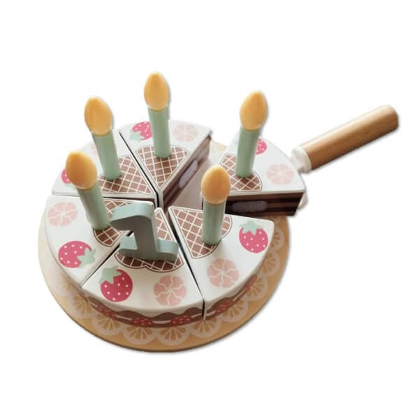 TOOKY TOY Drewniany Tort Urodzinowy ze Świeczkami Rzepy - 010