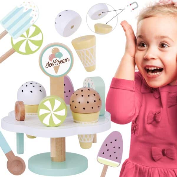 TOOKY TOY Drewniane Lody Magnetyczne na Stojaku - 001