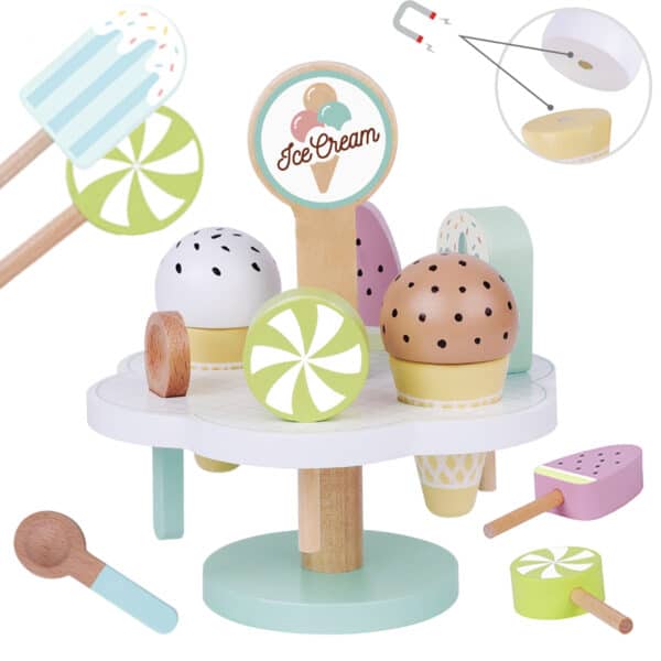 TOOKY TOY Drewniane Lody Magnetyczne na Stojaku - 002