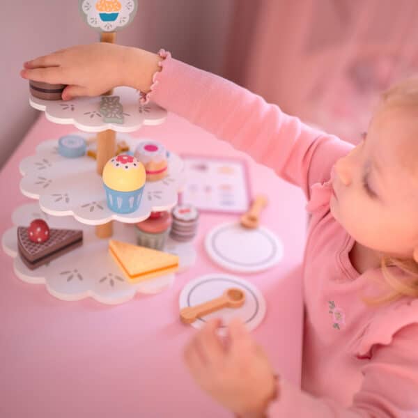 TOOKY TOY Patera Słodkości Drewniany Stojak Babeczki Ciasta - 003
