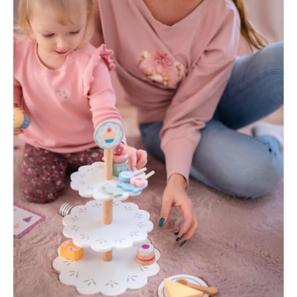 TOOKY TOY Patera Słodkości Drewniany Stojak Babeczki Ciasta - 004