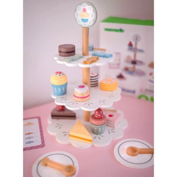 TOOKY TOY Patera Słodkości Drewniany Stojak Babeczki Ciasta - 005
