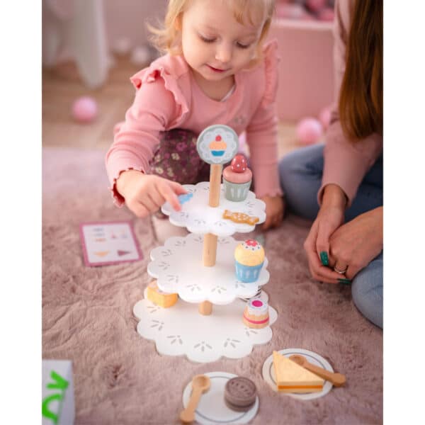 TOOKY TOY Patera Słodkości Drewniany Stojak Babeczki Ciasta - 006