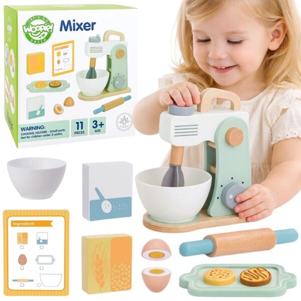 WOOPIE GREEN Drewniany Mikser Kuchenny Blender z Akcesoriami 11 el. - 001
