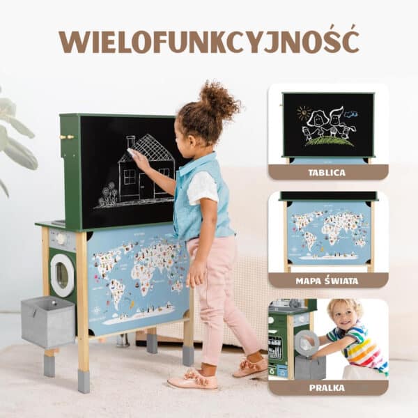 WOOPIE GREEN Drewniana Interaktywna Kuchnia 9w1 z Pralką i Tablicą - 015