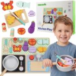 TOOKY TOY Drewniana Kuchnia z Akcesoriami - Zestaw Małego Kucharza - 001