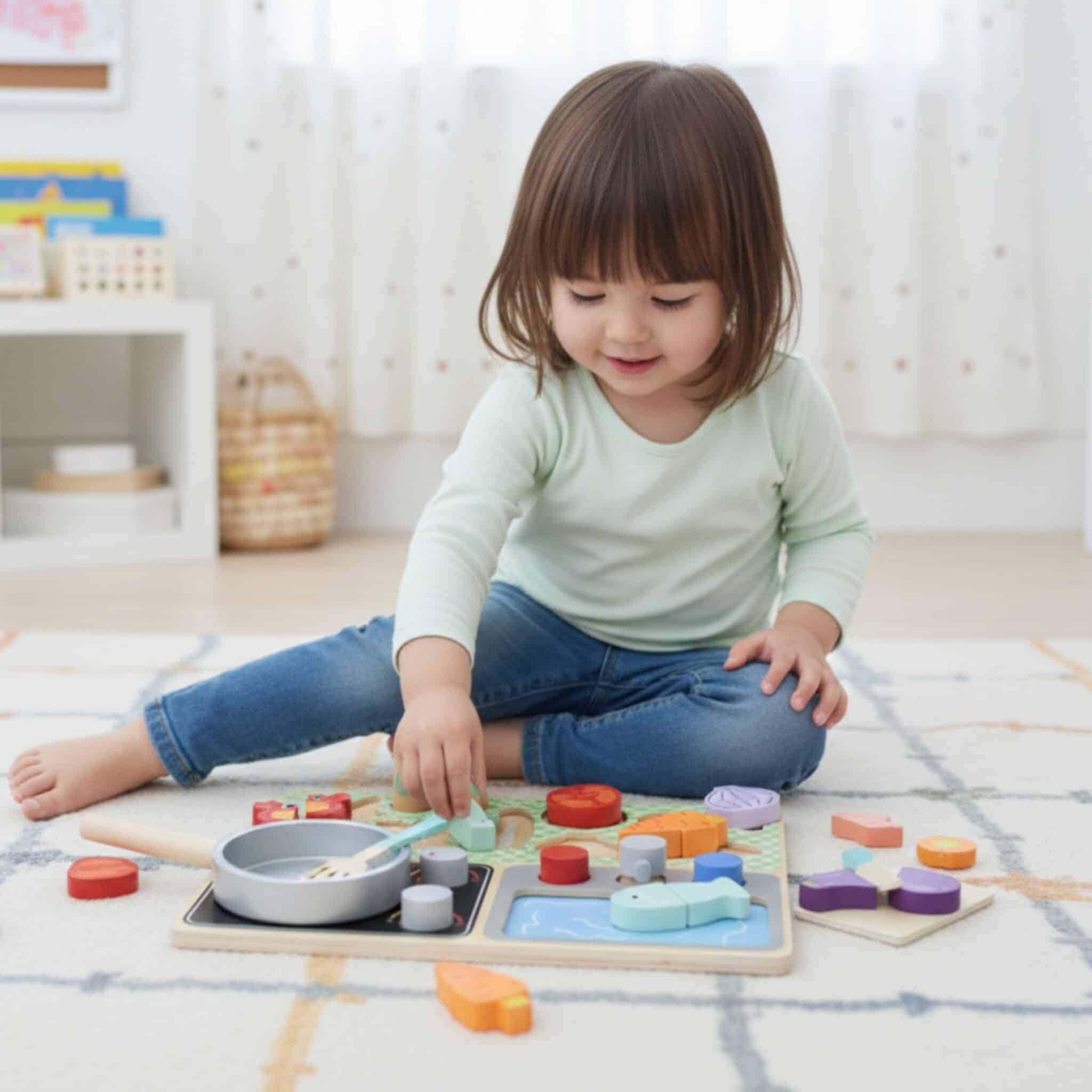 TOOKY TOY Drewniana Kuchnia z Akcesoriami - Zestaw Małego Kucharza - 004