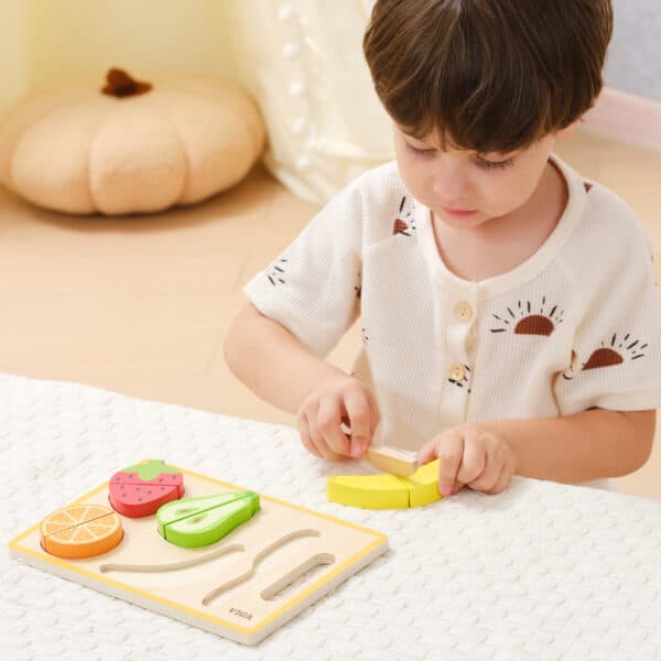 VIGA Drewniana Układanka Edukacyjna Montessori Owoce do Krojenia - 005
