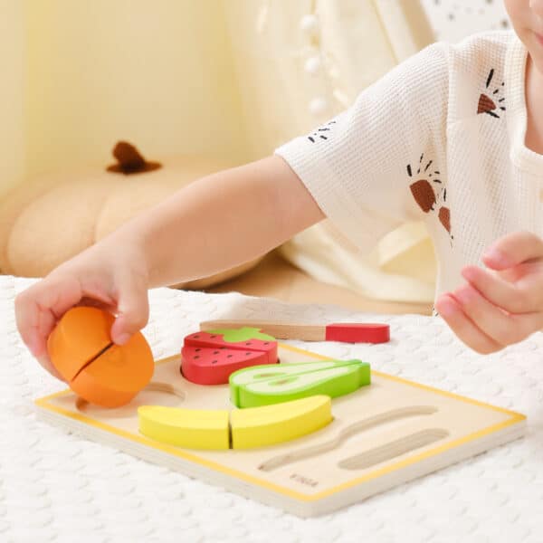 VIGA Drewniana Układanka Edukacyjna Montessori Owoce do Krojenia - 006