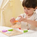 VIGA Drewniana Układanka Edukacyjna Montessori Warzywa do Krojenia - 005