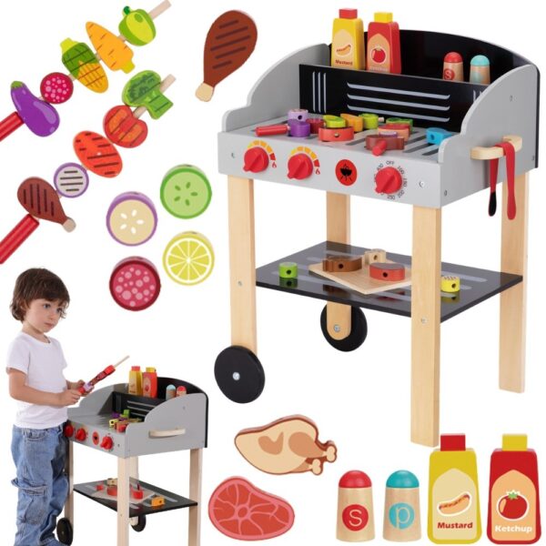 WOOPIE GREEN Grill Drewniany Szaszłyki Warzywa Akcesoria 24el. - 001