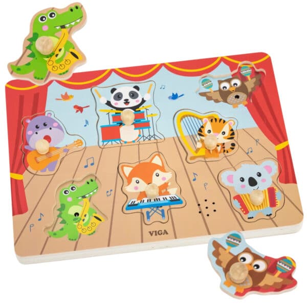 VIGA Puzzle Dźwiękowe Dopasuj Muzykujące Zwierzęta - 004