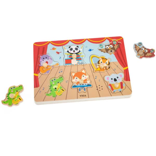 VIGA Puzzle Dźwiękowe Dopasuj Muzykujące Zwierzęta - 006
