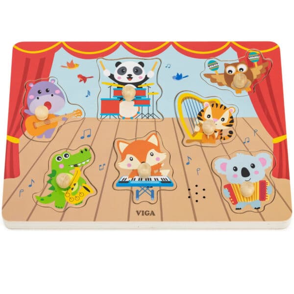 VIGA Puzzle Dźwiękowe Dopasuj Muzykujące Zwierzęta - 007