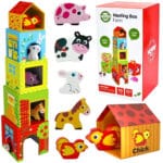 WOOPIE GREEN Układanka Kostki Farma w Pudełkach + Figurki 10 el. - 001