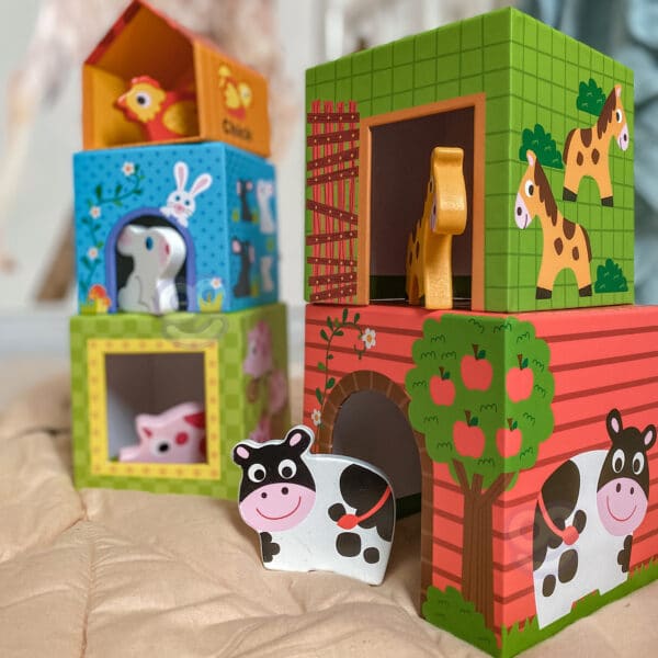 WOOPIE GREEN Układanka Kostki Farma w Pudełkach + Figurki 10 el. - 009