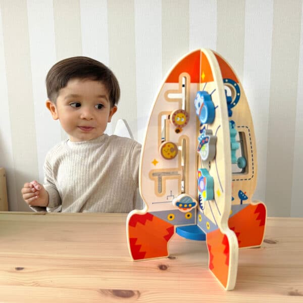Tooky Toy Duża Drewniana Zabawka Edukacyjna Wielofunkcyjna Rakieta - 002