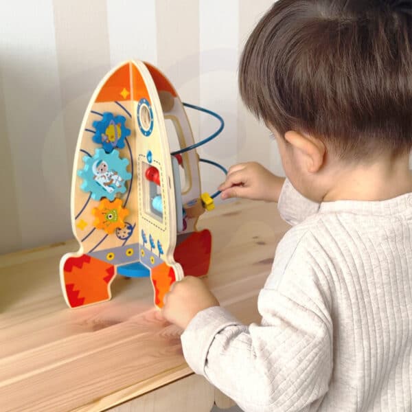 Tooky Toy Duża Drewniana Zabawka Edukacyjna Wielofunkcyjna Rakieta - 004