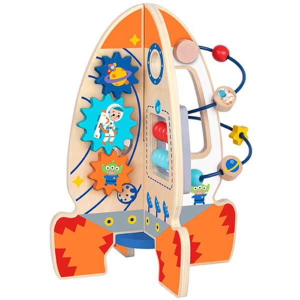 Tooky Toy Duża Drewniana Zabawka Edukacyjna Wielofunkcyjna Rakieta - 006