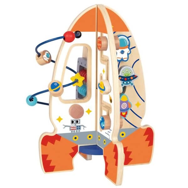 Tooky Toy Duża Drewniana Zabawka Edukacyjna Wielofunkcyjna Rakieta - 007