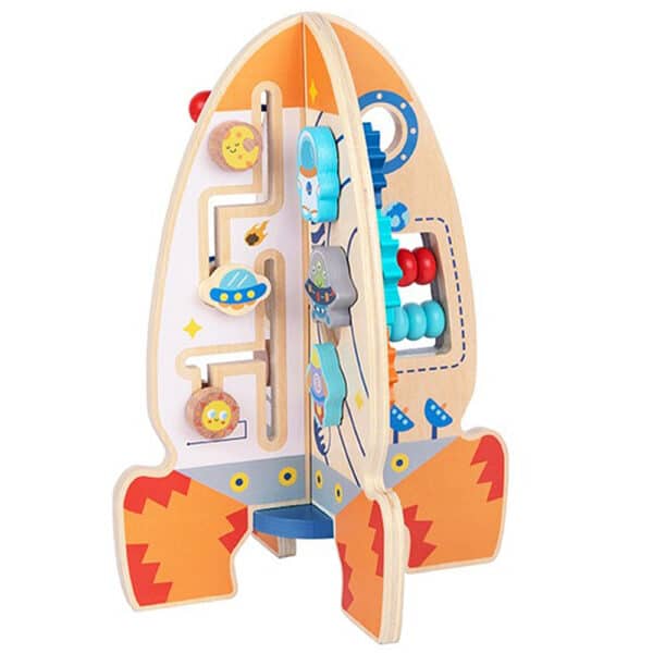 Tooky Toy Duża Drewniana Zabawka Edukacyjna Wielofunkcyjna Rakieta - 008