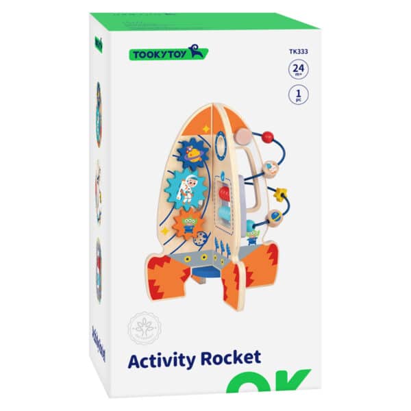 Tooky Toy Duża Drewniana Zabawka Edukacyjna Wielofunkcyjna Rakieta - 010