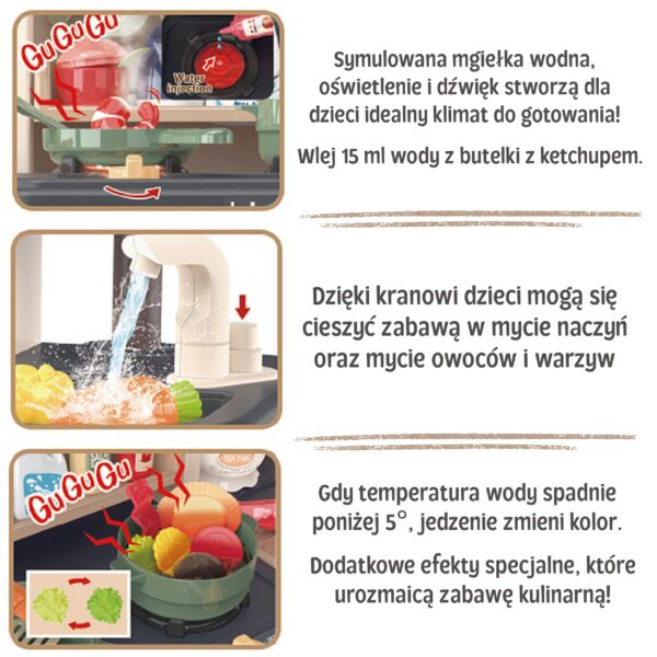 WOOPIE Interaktywna Kuchnia z Parą Kran z Obiegiem Wody Efekty 88 el. - 003