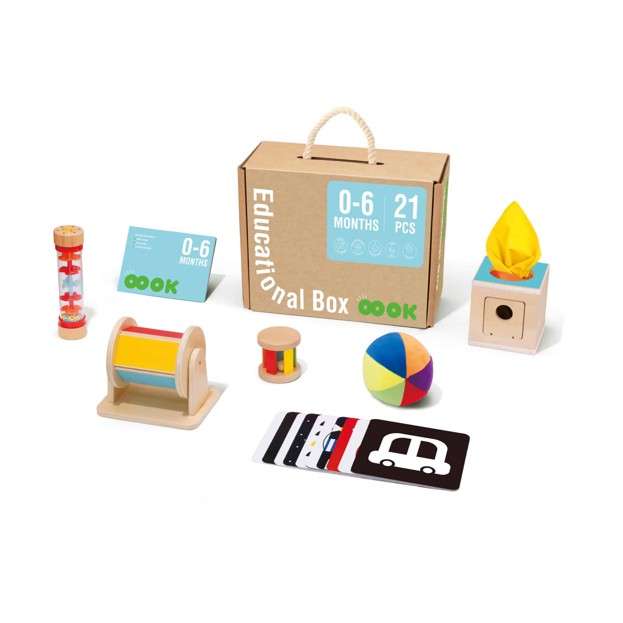 TOOKY TOY Box Pudełko XXL Montessori Edukacyjne 6w1 Sensoryczne 0-6 Mies - 004