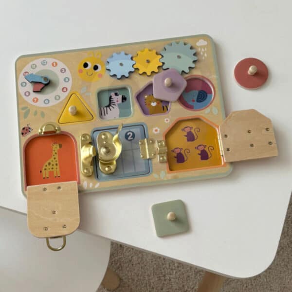 TOOKY TOY Tablica Manipulacyjna Zamki Zębatki Sorter Zegar - 006
