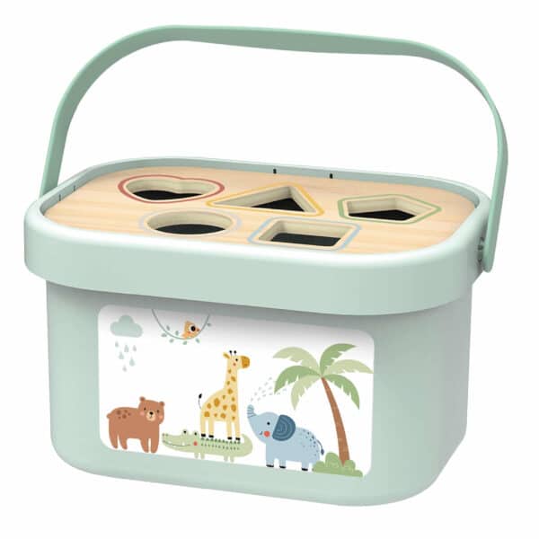 WOOPIE GREEN Pudełko Sorter Box 3w1 Klocki Piramidka Słonik FSC - 012