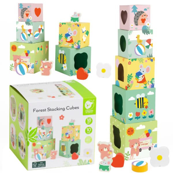 CLASSIC WORLD Układanka Kostki Box Leśna Piramidka 10 el. FSC - 001