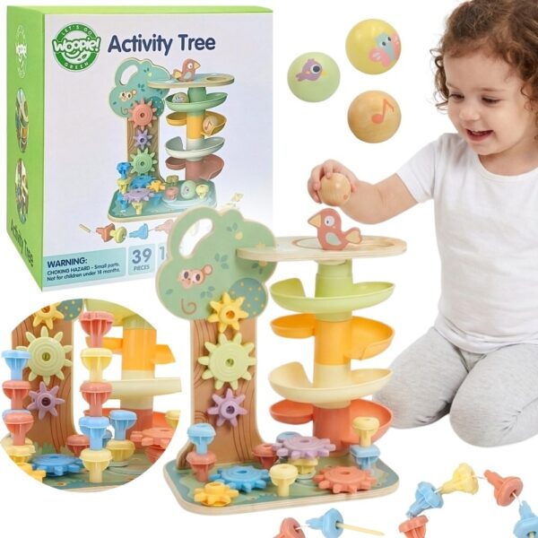 WOOPIE GREEN Drzewko Aktywności Kulodrom Montessori 4w1 FSC - 001