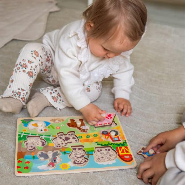 WOOPIE GREEN Drewniane Puzzle Montessori Farma z Pinezkami Do Dopasowania - 003