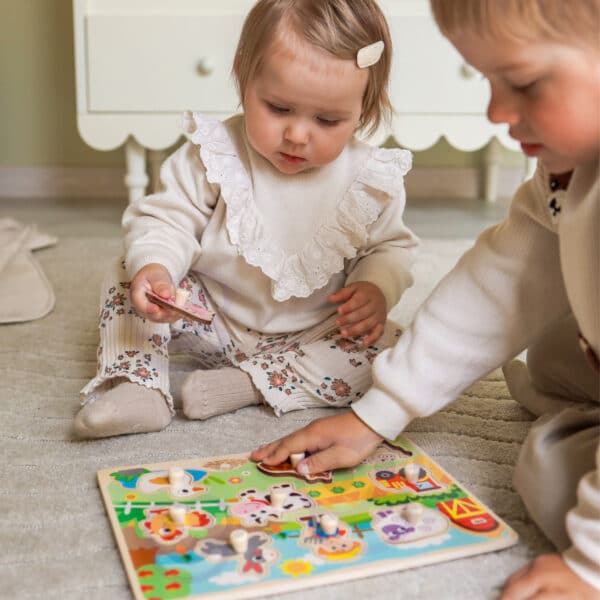 WOOPIE GREEN Drewniane Puzzle Montessori Farma z Pinezkami Do Dopasowania - 004