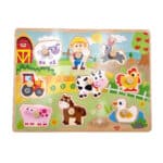 WOOPIE GREEN Drewniane Puzzle Montessori Farma z Pinezkami Do Dopasowania - 009