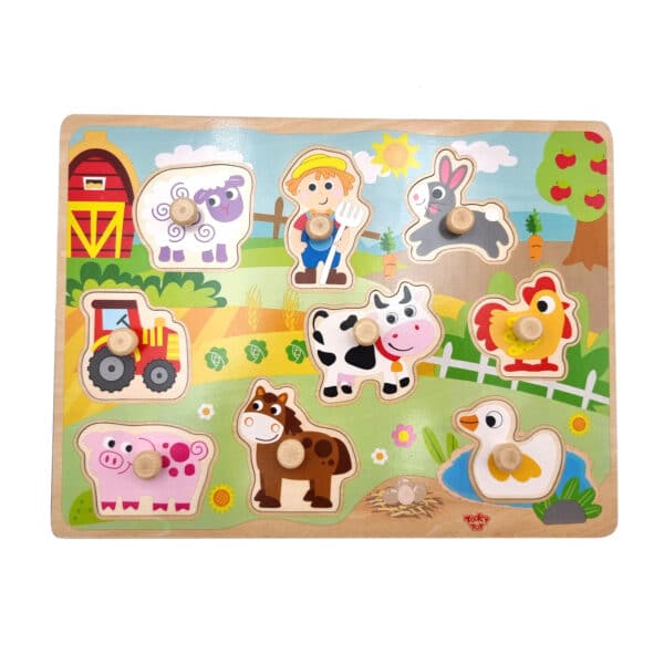 WOOPIE GREEN Drewniane Puzzle Montessori Farma z Pinezkami Do Dopasowania - 009