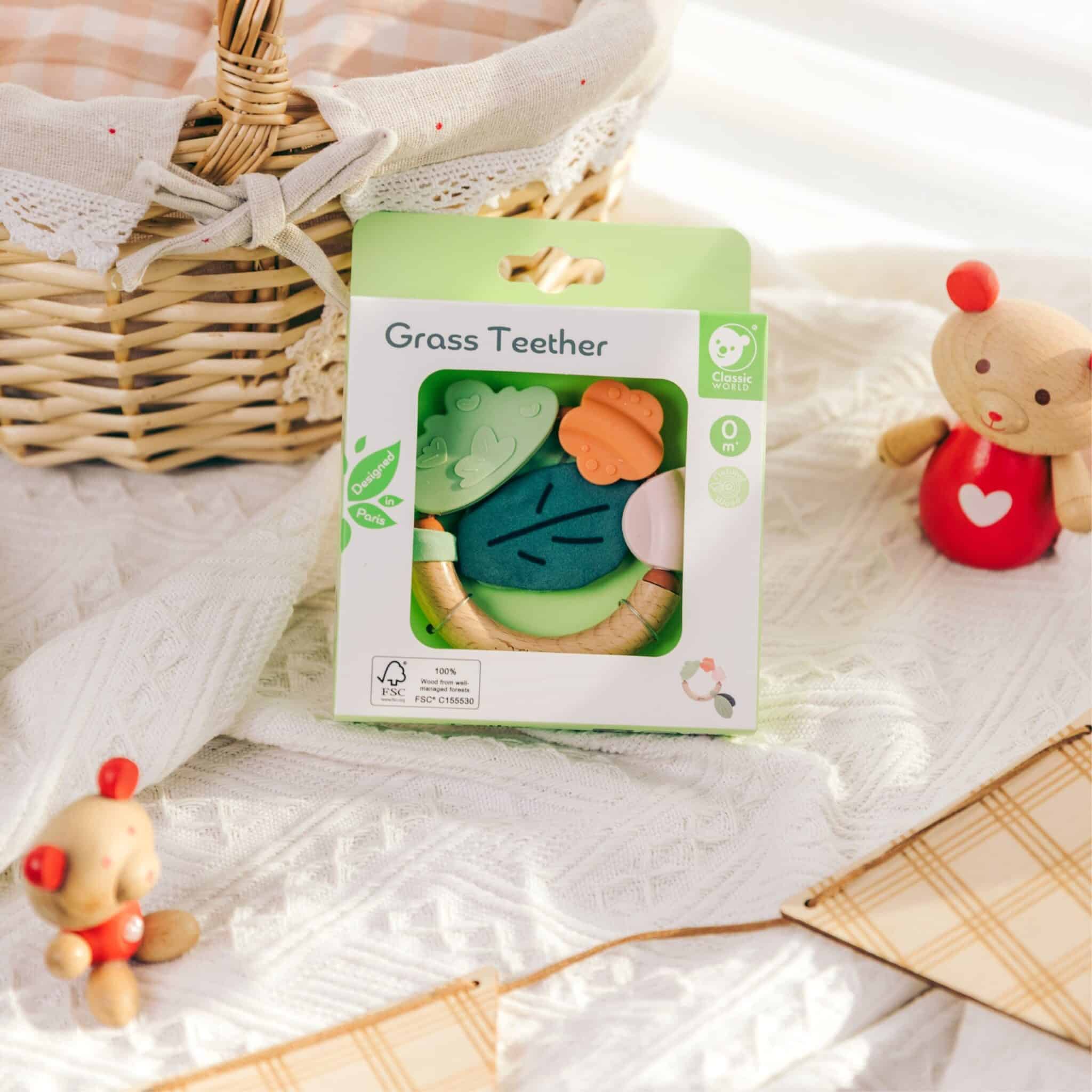 CLASSIC WORLD Drewniana Grzechotka  Sensoryczna Gryzak 2w1 - 004