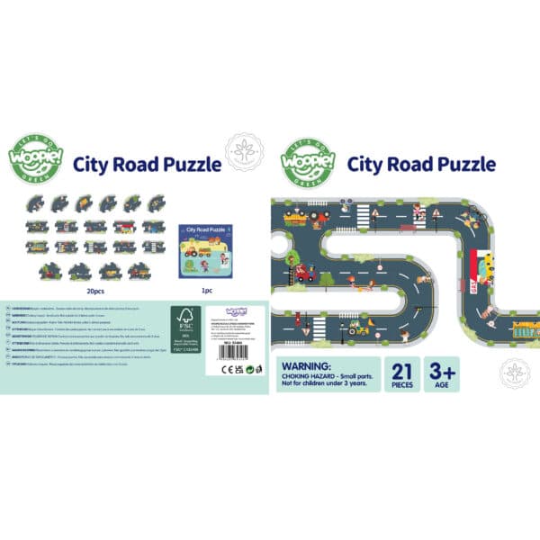 WOOPIE GREEN Droga Puzzle dla Dzieci Autostrada Makieta 21 el. Certyfikat FSC - 010