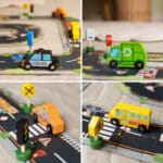 WOOPIE GREEN Zestaw Drewnianych Pojazdów i Znaków Drogowych 15 el. - 005
