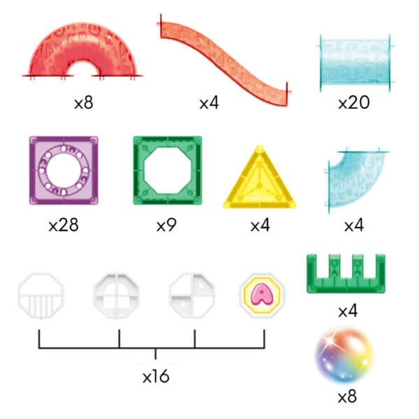 WOOPIE Klocki Magnetyczne Konstrukcyjne 3D Zestaw Edukacyjny Tor Kulkowy 105el. - 003