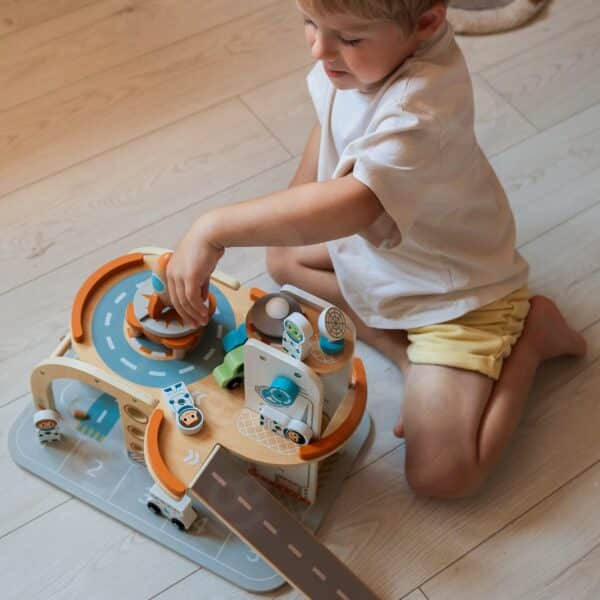 TOOKY TOY Drewniany Kosmiczny Parking  Stacja Kosmiczna - 009