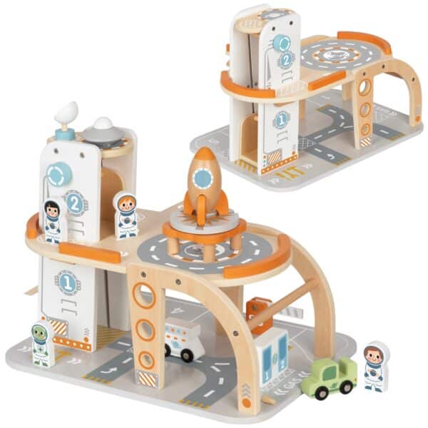 TOOKY TOY Drewniany Kosmiczny Parking  Stacja Kosmiczna - 012