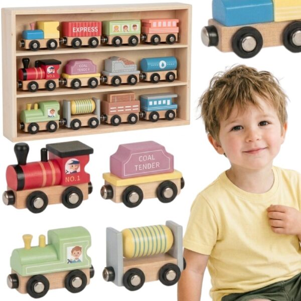 TOOKY TOY Drewniane Pojazdy Wagoniki na Magnes - 001