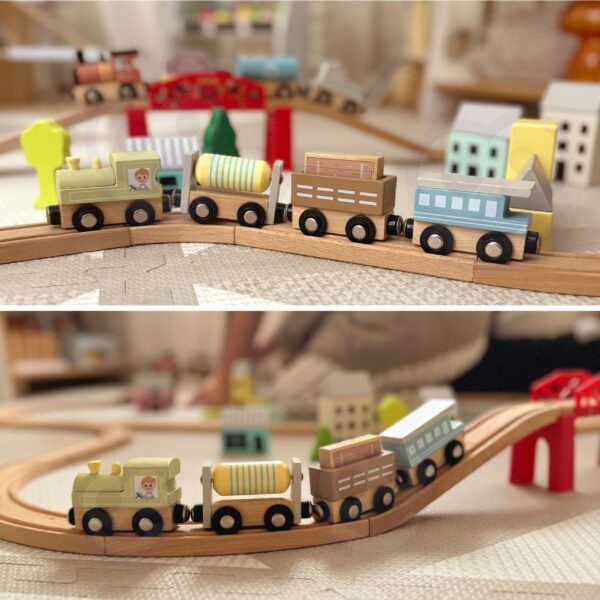 TOOKY TOY Drewniane Pojazdy Wagoniki na Magnes - 003