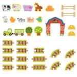 TOOKY TOY Drewniana Farma w Walizce Figurki Pojazdy - 008