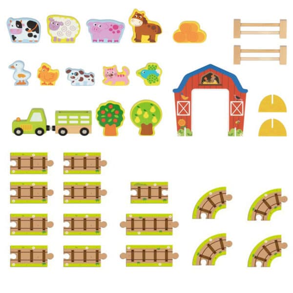 TOOKY TOY Drewniana Farma w Walizce Figurki Pojazdy - 008