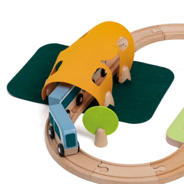 CLASSIC WORLD Zestaw Kolejka Tor Drewniany Pociąg + Sorter Kształtów 40 el. - 009